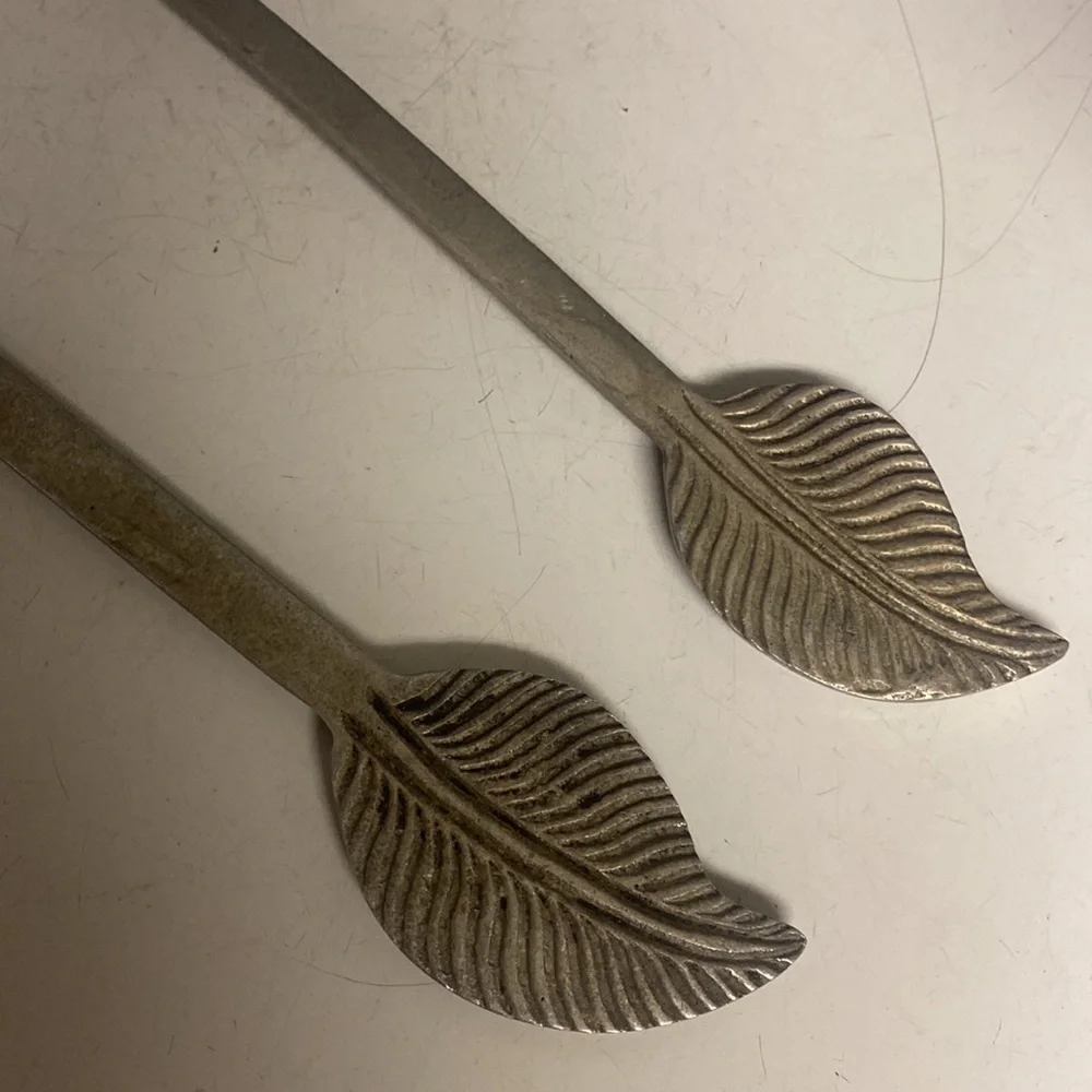 Salad Servers Aluminum Metal Leaf Fork Spoon 12.5”